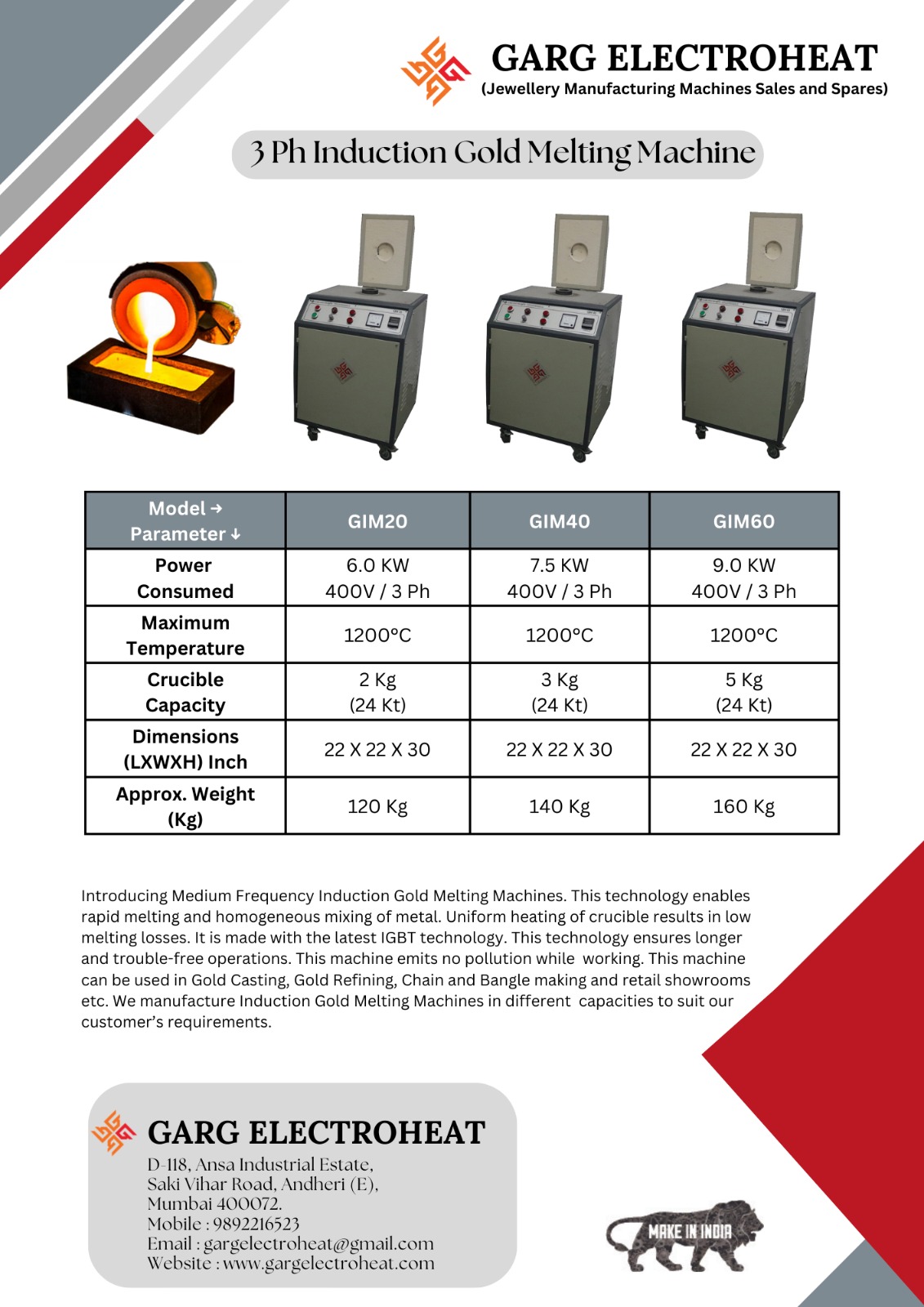 3 Ph Induction Gold Melting Machine thumbnail 3