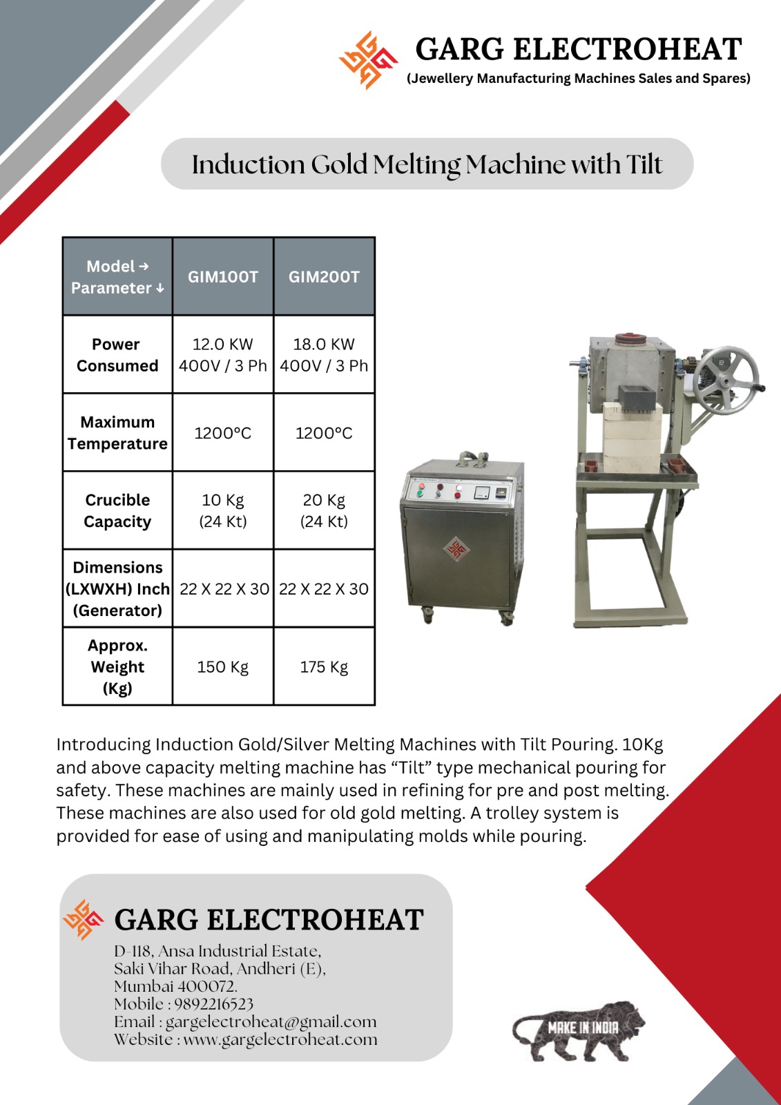 Induction Gold Melting Machine with Tilt thumbnail 2